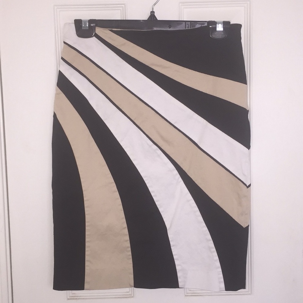 WHBM White, Black, and Tan Pencil Skirt